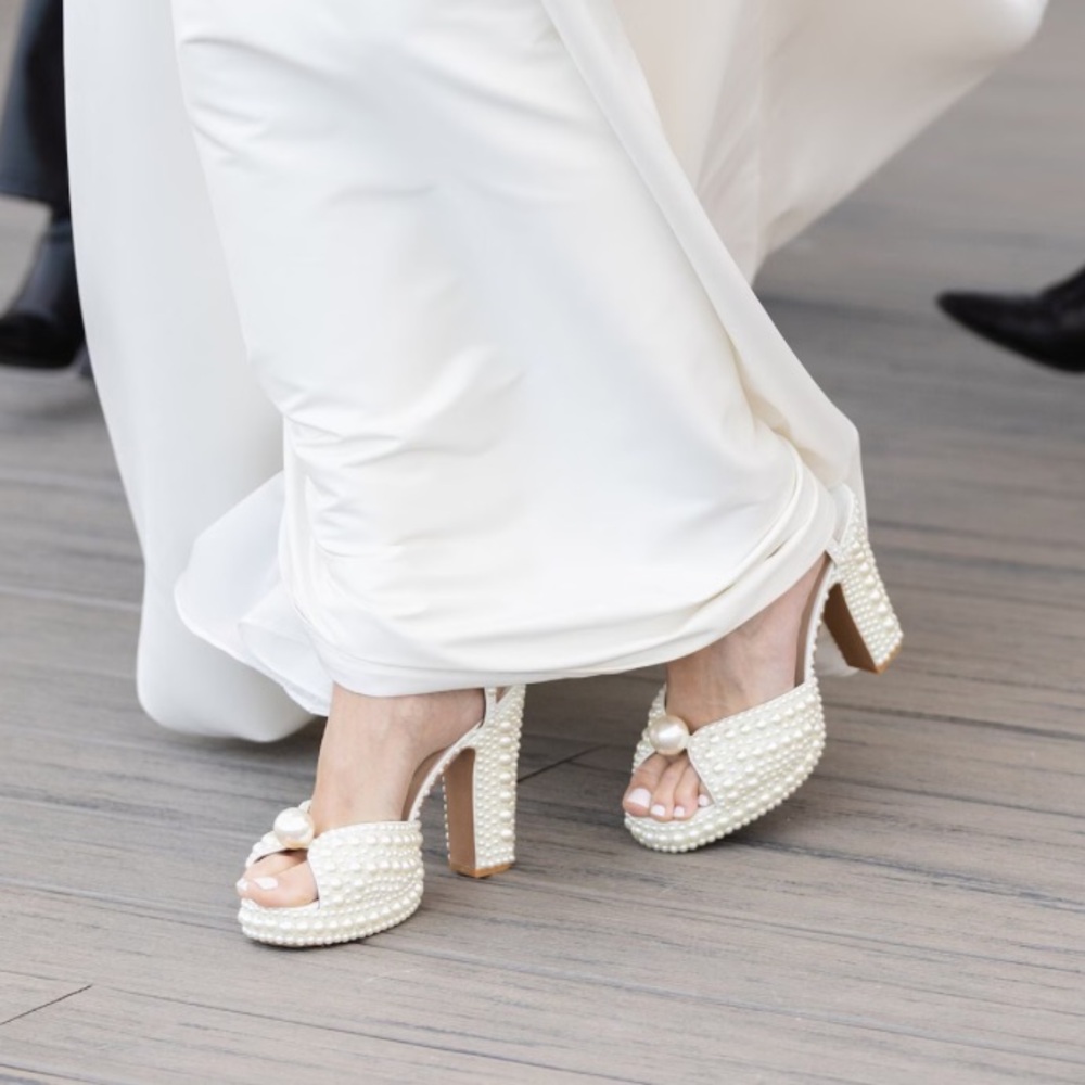 Bridal heels embellished platforms